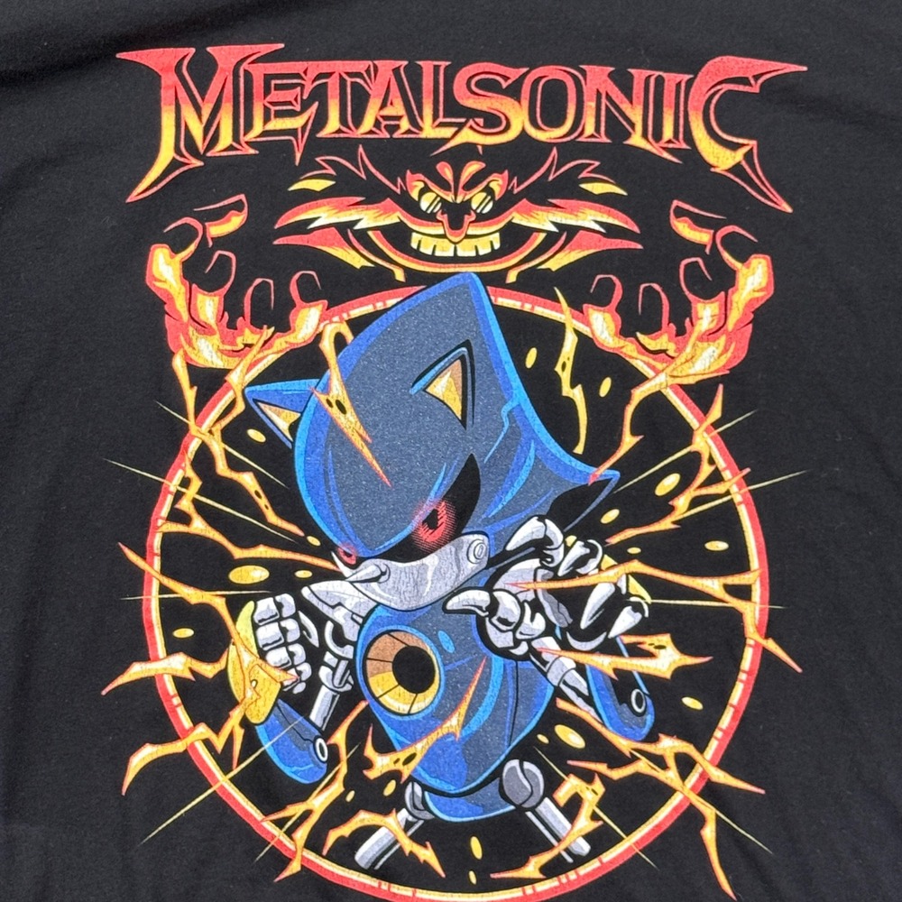 Metal Sonic T Shirt Mens XL Black Dr Eggman Robotnik Graphic Gaming Sega Tee